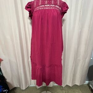 Torrid Magenta Ruffled Tiered Midi Sundress with Flutter Sleeves - Size 2